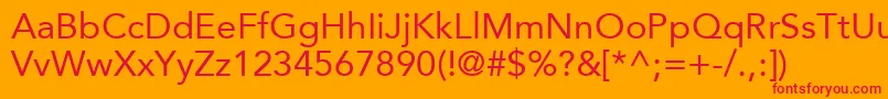 フォントAvenirLt55Roman – オレンジの背景に赤い文字