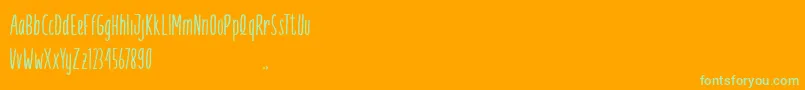 Palamia demo-Schriftart – Grüne Schriften auf orangefarbenem Hintergrund