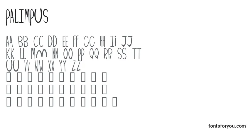 A fonte PALIMPUS (136423) – alfabeto, números, caracteres especiais