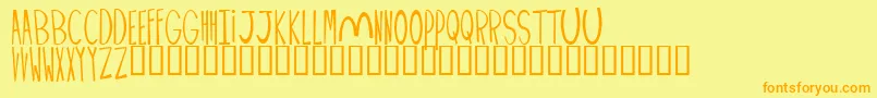 Saiba mais sobre a fonte PALIMPUS Fonte PALIMPUS – fontes laranjas em um fundo amarelo