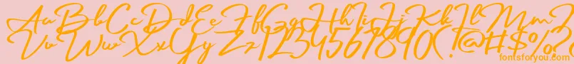 Palmark-Schriftart – Orangefarbene Schriften auf rosa Hintergrund