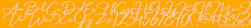 Palmark-Schriftart – Rosa Schriften auf orangefarbenem Hintergrund