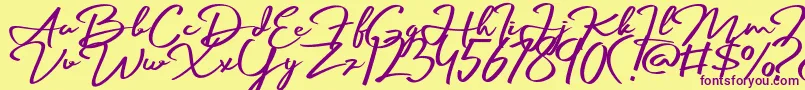 Palmark-Schriftart – Violette Schriften auf gelbem Hintergrund