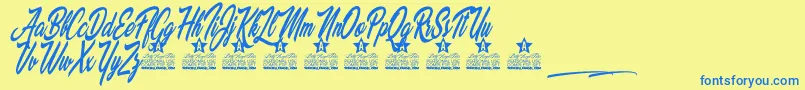 Шрифт Palomita Personal Use – синие шрифты на жёлтом фоне