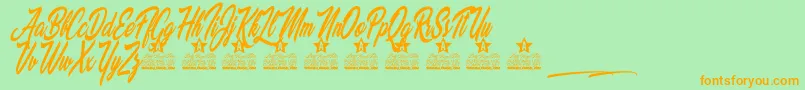 Palomita Personal Use-Schriftart – Orangefarbene Schriften auf grünem Hintergrund