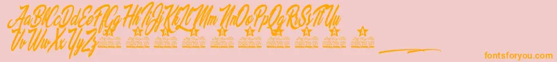 Palomita Personal Use-Schriftart – Orangefarbene Schriften auf rosa Hintergrund