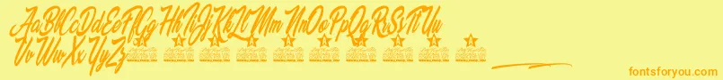 Palomita Personal Use-Schriftart – Orangefarbene Schriften auf gelbem Hintergrund