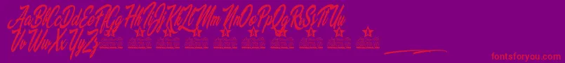 Weitere Informationen zur Palomita Personal Use-Schriftart Palomita Personal Use-Schriftart – Rote Schriften auf violettem Hintergrund