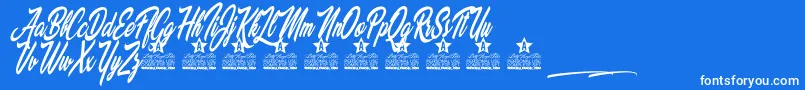 Palomita Personal Use-Schriftart – Weiße Schriften auf blauem Hintergrund