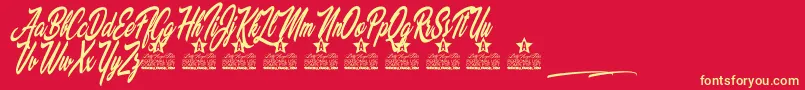 Palomita Personal Use-Schriftart – Gelbe Schriften auf rotem Hintergrund