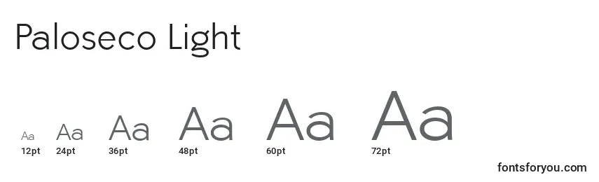 Размеры шрифта Paloseco Light
