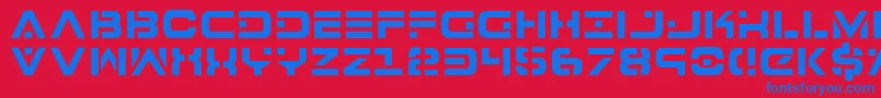 Czcionka 7thServiceSemiCondensed – niebieskie czcionki na czerwonym tle