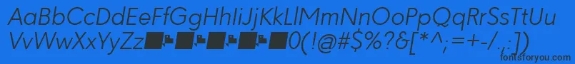 Fonte Paloseco LightItalic – fontes pretas em um fundo azul