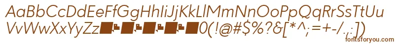 Шрифт Paloseco LightItalic – коричневые шрифты на белом фоне