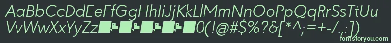 Fonte Paloseco LightItalic – fontes verdes em um fundo preto