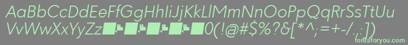 フォントPaloseco LightItalic – 灰色の背景に緑のフォント