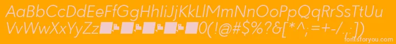 Paloseco LightItalic-fontti – vaaleanpunaiset fontit oranssilla taustalla