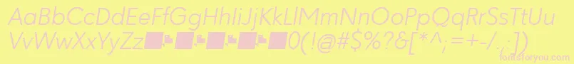Paloseco LightItalic-fontti – vaaleanpunaiset fontit keltaisella taustalla