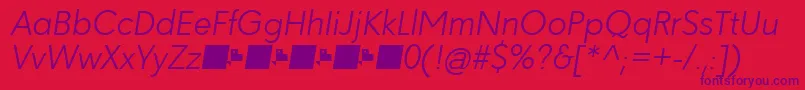 Шрифт Paloseco LightItalic – фиолетовые шрифты на красном фоне