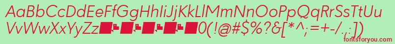 Paloseco LightItalic-fontti – punaiset fontit vihreällä taustalla