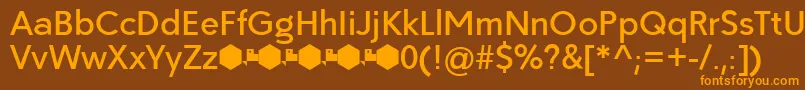 フォントPaloseco Medium – オレンジ色の文字が茶色の背景にあります。