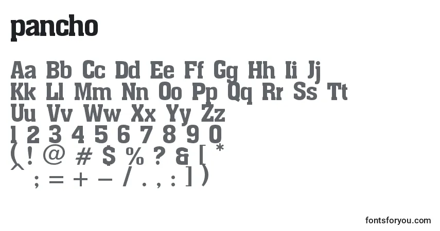 Pancho (136435)-fontti – aakkoset, numerot, erikoismerkit