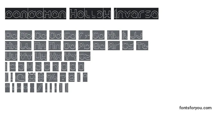 Czcionka Pandaman Hollow Inverse – alfabet, cyfry, specjalne znaki