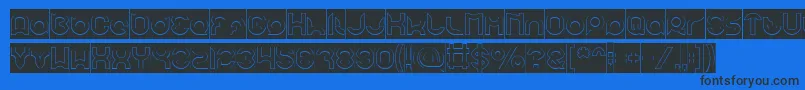 pandaman Hollow Inverse-Schriftart – Schwarze Schriften auf blauem Hintergrund