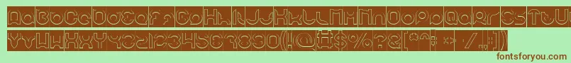 pandaman Hollow Inverse Font – Brown Fonts on Green Background