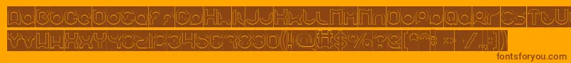 pandaman Hollow Inverse-Schriftart – Braune Schriften auf orangefarbenem Hintergrund