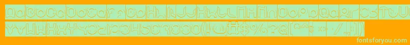 pandaman Hollow Inverse-Schriftart – Grüne Schriften auf orangefarbenem Hintergrund