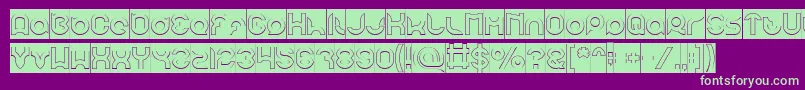 pandaman Hollow Inverse-Schriftart – Grüne Schriften auf violettem Hintergrund