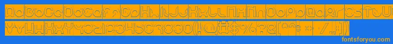 pandaman Hollow Inverse Font – Orange Fonts on Blue Background