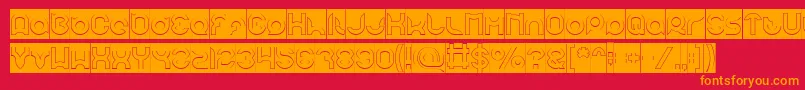 pandaman Hollow Inverse Font – Orange Fonts on Red Background