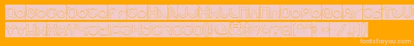 pandaman Hollow Inverse-Schriftart – Rosa Schriften auf orangefarbenem Hintergrund