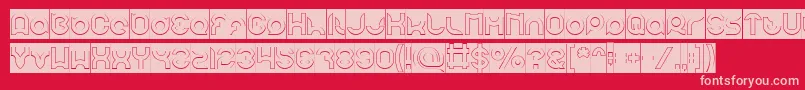 pandaman Hollow Inverse-Schriftart – Rosa Schriften auf rotem Hintergrund