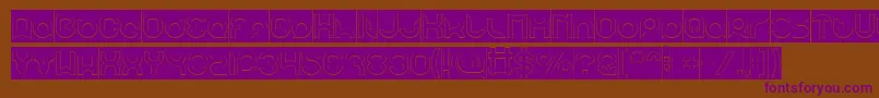 pandaman Hollow Inverse-Schriftart – Violette Schriften auf braunem Hintergrund