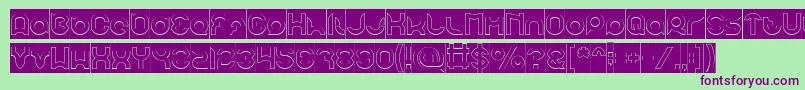 pandaman Hollow Inverse Font – Purple Fonts on Green Background