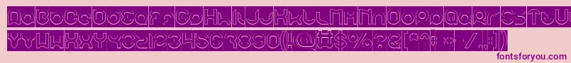 pandaman Hollow Inverse-Schriftart – Violette Schriften auf rosa Hintergrund