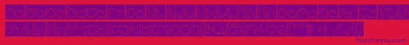 pandaman Hollow Inverse-Schriftart – Violette Schriften auf rotem Hintergrund