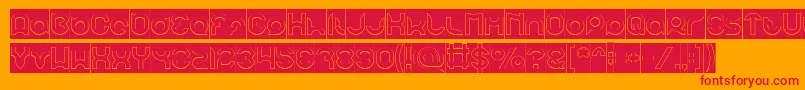 pandaman Hollow Inverse-Schriftart – Rote Schriften auf orangefarbenem Hintergrund