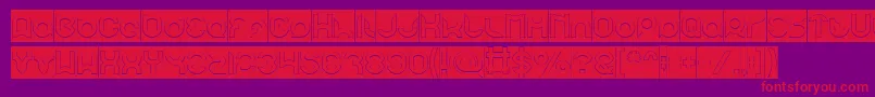 pandaman Hollow Inverse-Schriftart – Rote Schriften auf violettem Hintergrund