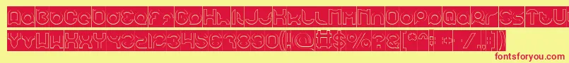 pandaman Hollow Inverse Font – Red Fonts on Yellow Background