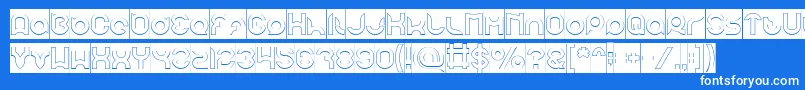 pandaman Hollow Inverse-Schriftart – Weiße Schriften auf blauem Hintergrund