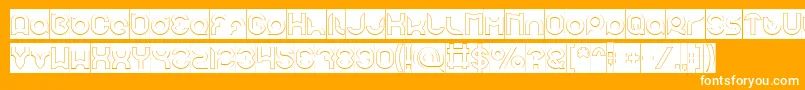 pandaman Hollow Inverse-Schriftart – Weiße Schriften auf orangefarbenem Hintergrund