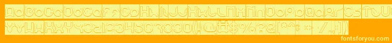 pandaman Hollow Inverse-Schriftart – Gelbe Schriften auf orangefarbenem Hintergrund