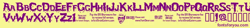 Bloofs Font – Purple Fonts on Yellow Background