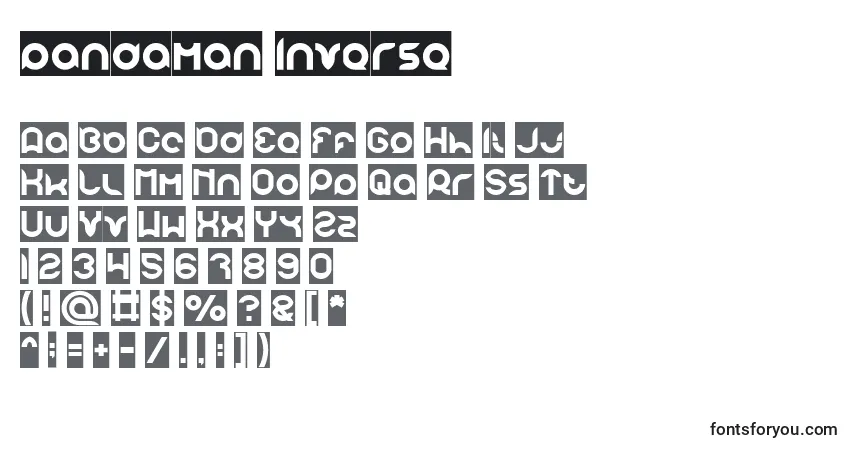 A fonte Pandaman Inverse – alfabeto, números, caracteres especiais
