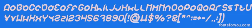 pandaman Italic Font – Pink Fonts on Blue Background