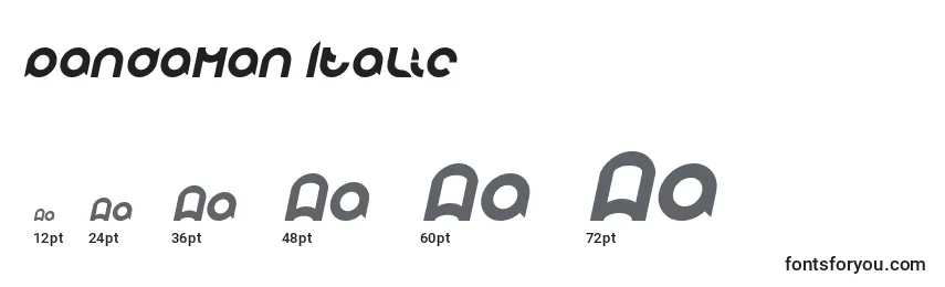 Größen der Schriftart Pandaman Italic